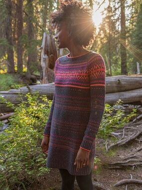 Krimson Klover Tweedy Fair Isle Sweater Dress Alpaca Wool Blend M Outdoor Preppy